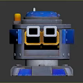 Mechanical Weapon Design With Blue Gray Body Cannon And Orange Top Component