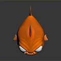 Adorable Orange Round Body Cartoon Aquatic Fish With Big Eyes Sharp Teeth And Spikes