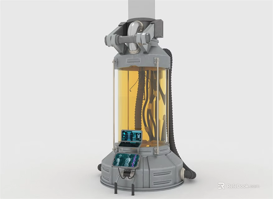 Advanced Medical Device With Transparent Cylindrical Container And Mechanical Control Panel 3d model