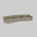 Beige Fabric Double Sofa With Modern Design Armrests And Comfortable Cushions 3d model