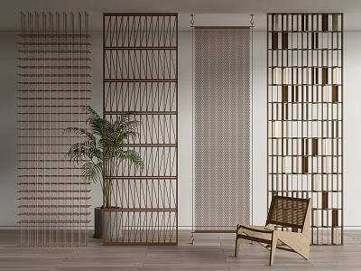 Modern Partition Metal Partition Metal Mesh Wire Mesh Hollow Partition 3d model