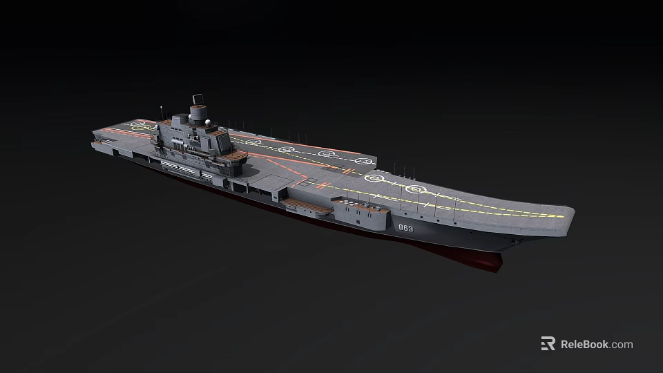 Aircraft Carrier Warship Model With Gray Hull Flight Deck Island And Number 18 3d model 