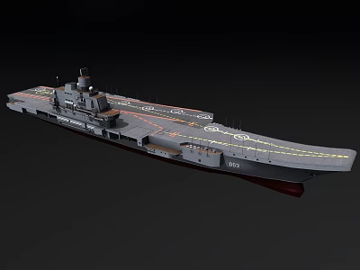 Aircraft Carrier Warship Model With Gray Hull Flight Deck Island And Number 18 3d model