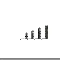 Industrial Equipment Featuring Multiple Tall Metal Frame Towers With Interconnected Piping And Ladders