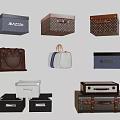 Stylish Different Types Of Bags And Boxes Including Leather Handbags And Travel Suitcases