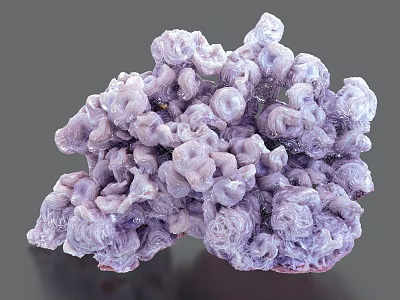 Natural Purple Stone Cluster Decor with Wood Base and Unique Crystalline Structure 3d model