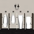 Modern Wall Mounted Urinals Display Different Styles In Public Restroom Interior