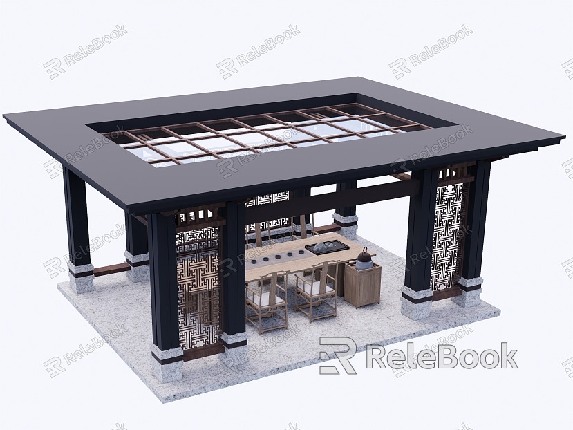 New Chinese Style Landscape Gallery Pavilion Aluminum Alloy Gallery model