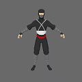 Black Outfit Ninja Game Movie Character With White Red Belt And Gray Wraps