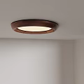 Round Wooden Frame Ceiling Light With Warm White Illumination For Modern Interior Space 3d model
