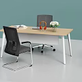 Modern Office Workspace With Multiple Desks Black Chairs And Shelves With Books Decorations