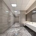 Modern Public Restroom Interior With Marble Floor Long Vanity Mirrors And Lighting 3d model
