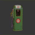 Vintage Green Gas Pump With Flying A Logo And Classic Fuel Nozzle