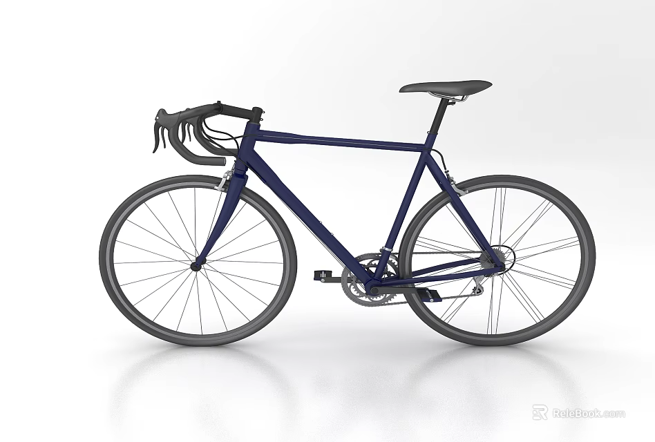 Deep Blue Road Bicycle With Modern Minimalist Design Sleek Frame Black Handlebar And Saddle 3d model 