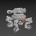 Futuristic Mechanical Weapon Platform With Turret Multiple Legs And Red Spherical Tank