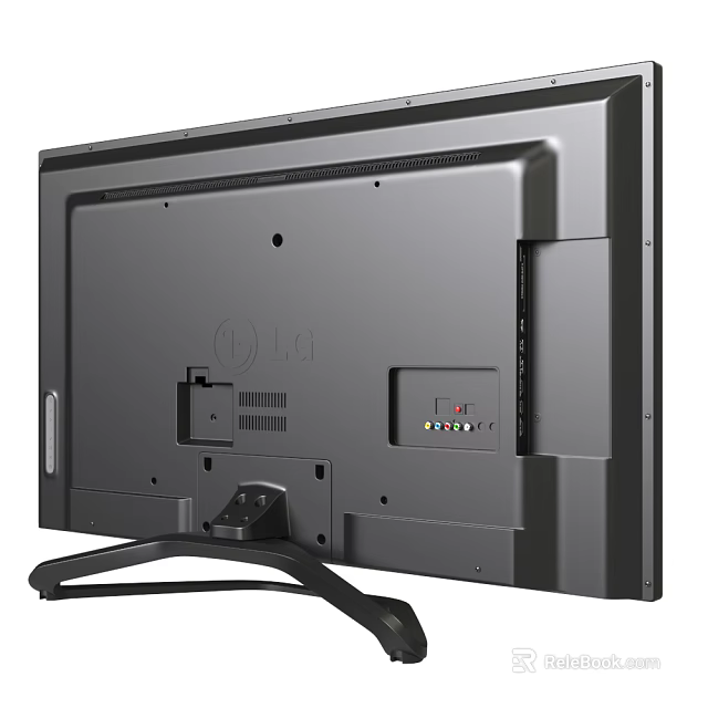 LG Computer Monitor Rear View With Ports And Stable Stand Design 3d model 