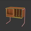 Modern Orange Wooden Side Table With Metal Legs And Storage Compartments