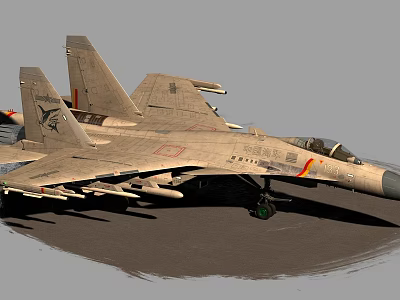 Military Fighter Jet With Missiles Landing Gear And Gray Body On Ground 3d model