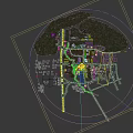 Aerial Planning Of Modern Urban Skyscrapers With Green Spaces And Circular Plaza