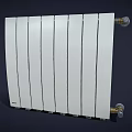 Industrial White Radiator With Vertical Panel Design And Brass Connections 3d model