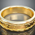 Shiny Golden Ring With Braided Design And Engraved Love Message For Daily Wear