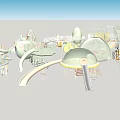 Modern Children's Play Area With Dome Shaped Structures Slides And Interactive Walkways