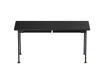 Black Minimalist Dining Table With Slim Legs And Gold Accent Details 3d model