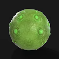 Green Monster Sphere With Single Large Blue Eye Open Mouth And Sharp White Teeth 3d model