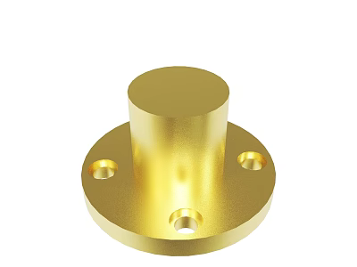 Golden Cylindrical Metal Part With Circular Base And Mounting Holes 3d model
