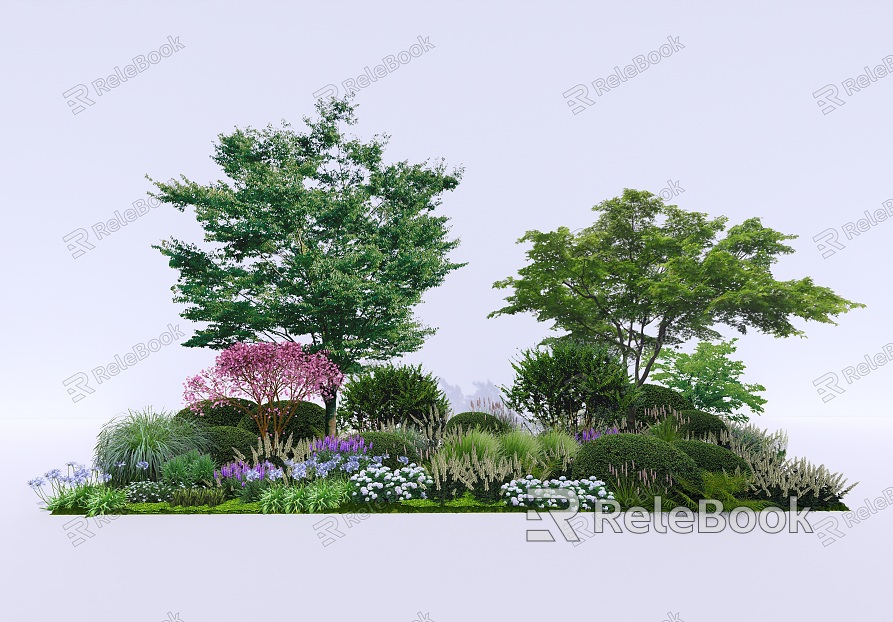 Modern Shrub Flower Border Plant Group Ornamental Flowers and Plants model