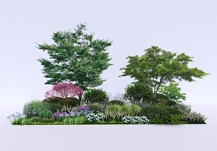 Modern Shrub Flower Border Plant Group Ornamental Flowers and Plants 3d model