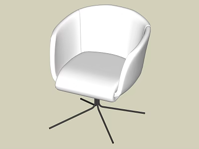 Modern White Leisure Chair with Curved Backrest and Armrests on Black Metal Spider Legs 3d model