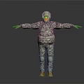 Game Movie Character Wearing Camouflage Uniform With Helmet And Goggles Arms Outstretched