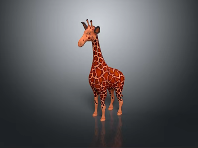 Cartoon Style Giraffe Game Movie Character 3D Model With Spotted Pattern Long Neck Standing Pose 3d model