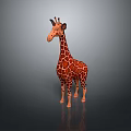 Cartoon Style Giraffe Game Movie Character 3D Model With Spotted Pattern Long Neck Standing Pose