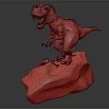 Cartoon Style Brown Dinosaur Figure With Blue Accents On Blue Ice Base