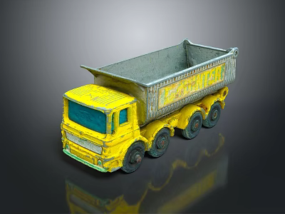 Yellow Toy Construction Truck With Open Bed And Black Wheels 3d model
