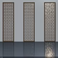 Three Modern Swing Doors With Intricate Geometric Patterns On Light Background 3d model