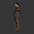 Male Medieval Game Film Character With Gray Vest Brown Clothing And Outstretched Arms