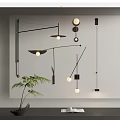 Modern Black Wall Lamps With Geometric Design In Interior Setting And Green Plant