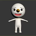 3D White Game And Movie Character With Yellow Long Nose Black Eyes And Open Arms