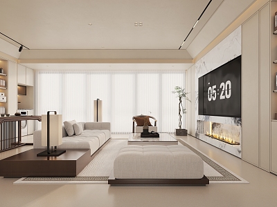 Modern Minimalist New Chinese Living Room 3d model