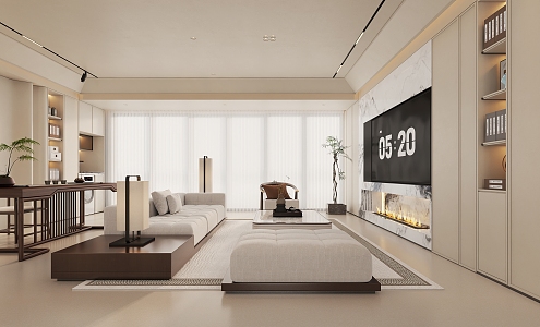 Modern Minimalist New Chinese Living Room 3d model