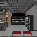 Modern Restaurant Interior With Neon Lights Open Layout Tables Chairs Stage And Wall Posters