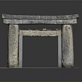Traditional Rustic Stone Archway Structure With Columns And Lintel Top