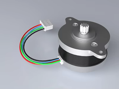 Circular stepper motor NEMA-14S with spur gear bearing 3d model