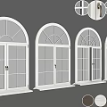 White Arched Top Casement Windows With Grid Panels And Multiple Color Options 3d model