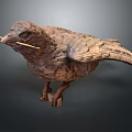 Artistic Wooden Bird Sculpture With Detailed Feathers and Standing Pose on Base