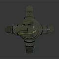 Automatic Green Turret Weapon System With Sensor Barrel And Support Structure 3d model