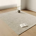 Soft Neutral Square Rug on Wooden Floor with Open Book and Vase